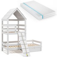 Hausbett Teddy, Weiß, 90x200 cm mit Matratze und Schublade, Vitalispa Hausbett Teddy, Weiß, 90x200 cm mit Matratze und Schublade, Vitalispa von VitaliSpa