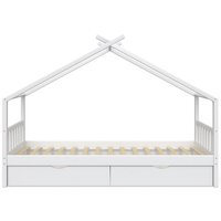 Hausbett Design, Weiß, 90x200 cm mit 2 Schubladen, Vitalispa von VitaliSpa