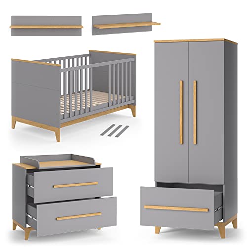 VitaliSpa Kinderzimmer-Set Malia, Grau/Eiche, 4er Set von VitaliSpa