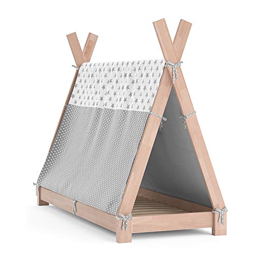 VitaliSpa Tipi-Bett Tipi, Naturholz, 70x140 cm mit Überwurf von VitaliSpa