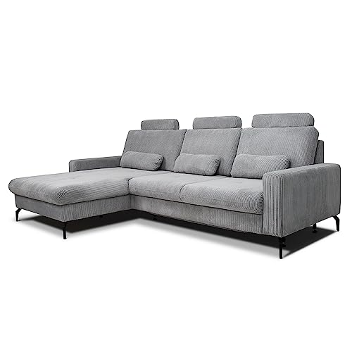 VitaliSpa Sofa L Form Beata, Grau, 302 x 180 cm mit Bettkasten von VitaliSpa