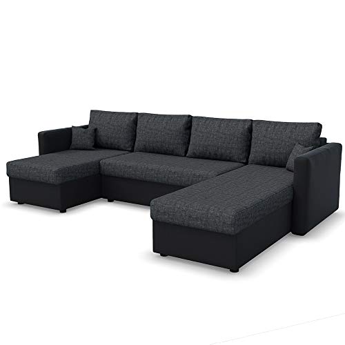 VitaliSpa Sofa U Form, Schwarz/Grau, 290 cm von VitaliSpa