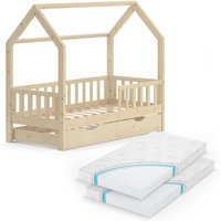 Vitalispa - Hausbett Wiki, Braun, 80x160 cm mit Gästebett und 2 Matratzen von VitaliSpa