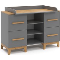 Vitalispa - Wickelkommode Malia, Grau, 133 x 98 cm xl mit 4 Schubladen von VitaliSpa