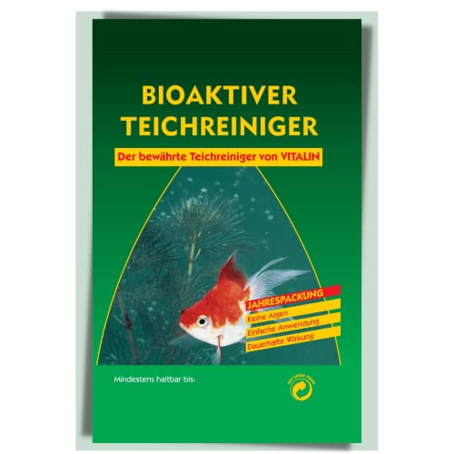 Vitalin Teichreiniger biologisch, Algenstopp & klares Wasser, ungefährlich für Fische, Pflanzen, 25g von Vitalin