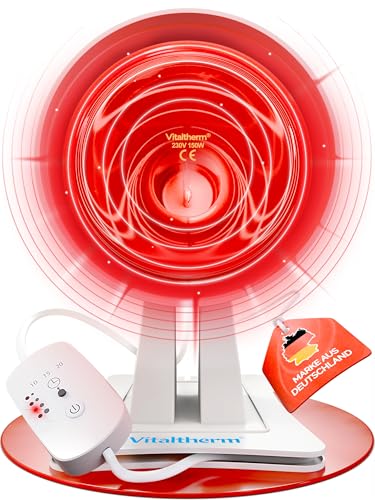 Vitaltherm RW150 Rotlichtlampe 150Watt – Infrarot Wärmelampe mit Timer & Dimmer für entspannende Wärme, Lockerung & allgemeines Wohlbefinden – Die Rotlicht Infrarotlampe perfekt für Zuhause von Vitaltherm