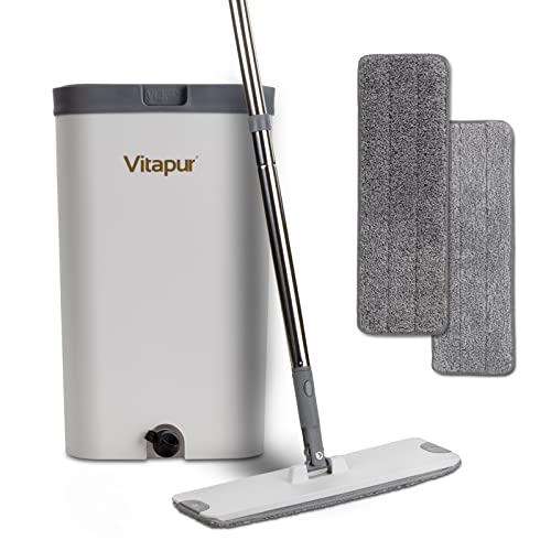 VITAPUR Wischmopp und Eimer Set mit 2er Moppads und Reinigungsbürste, Selbstreinigend Flach Mopp Bodenwischer Set für Boden Reinigung, Fliesen, Parkett, Laminat VITAPUR Wischmopp und Eimer Set mit 2er Moppads und Reinigungsbürste, Selbstreinigend Flach Mopp Bodenwischer Set für Boden Reinigung, Fliesen, Parkett, Laminat von Vitapur