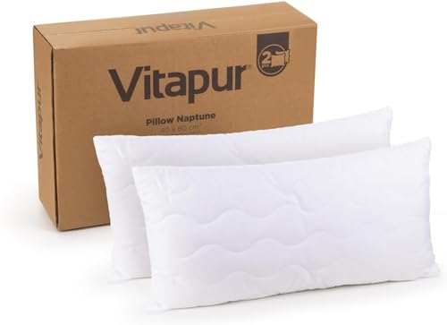 Vitapur NapTune Kopfkissen 40x80, 2er Pack - Bequemes & Langlebiges Kissen - Waschbares Seitenschläferkissen für alle Schlafpositionen (2er Pack) von Vitapur
