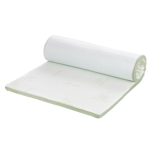 Vitapur Topper Aloe Vera - 90x200cm, 4cm Kaltgepresster Schaumstoff, Aloe Vera Aromatherapie, Abnehmbar & Waschbar, Matratzentopper, Matratzenauflage von Vitapur