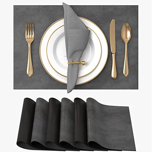 Vitare Platzsets Abwaschbar,Tischsets Abwaschbar 6er Set,Zweifarbig Tischset Kunstleder,Platzdeckchen Abwaschbar Hitzebeständig und rutschfest,45×30cm-Schwarz & Dunkelgrau Vitare Platzsets Abwaschbar,Tischsets Abwaschbar 6er Set,Zweifarbig Tischset Kunstleder,Platzdeckchen Abwaschbar Hitzebeständig und rutschfest,45×30cm-Schwarz & Dunkelgrau von Vitare