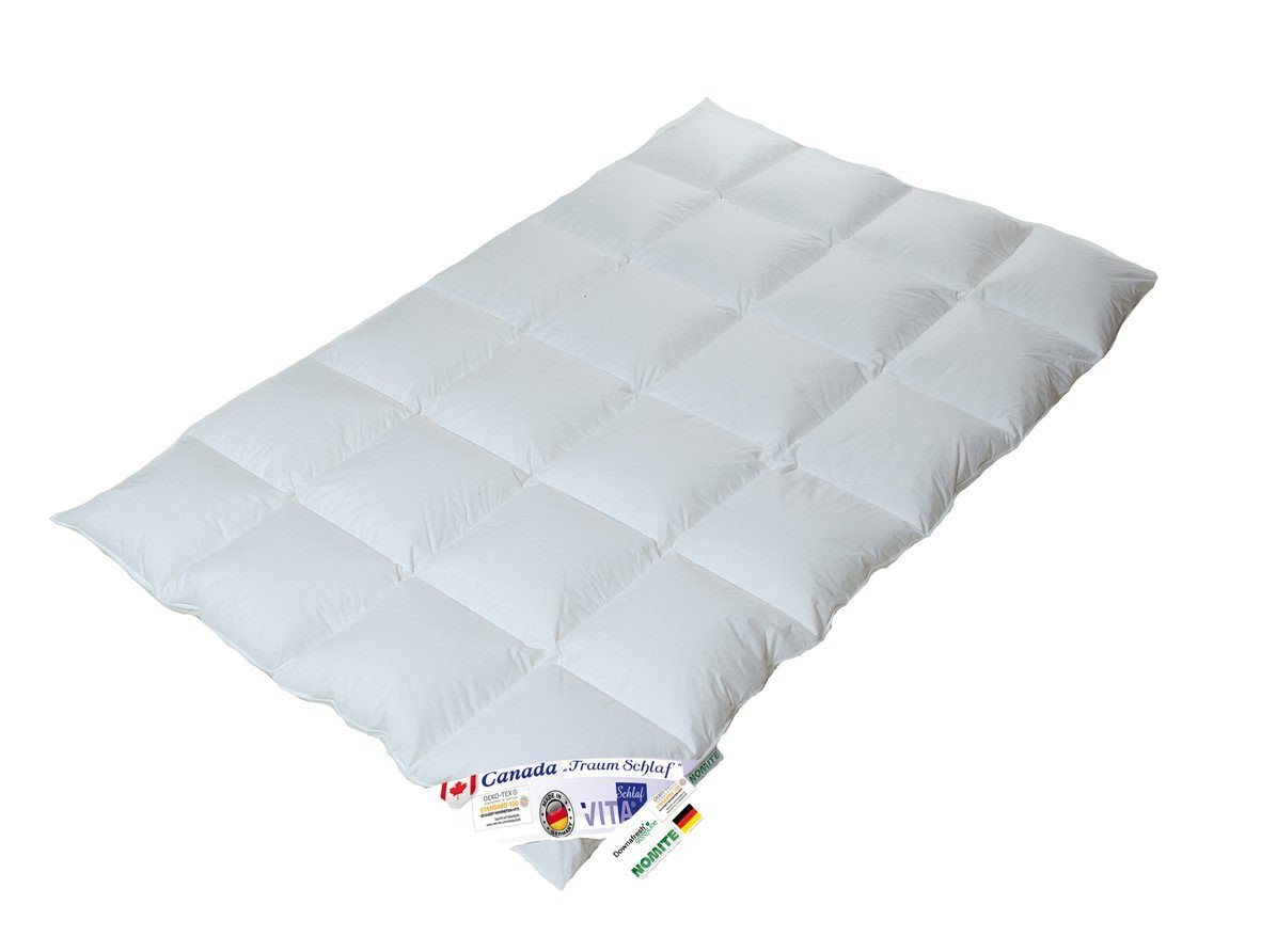 Vitaschlaf Daunenbettdecke Vitaschlaf® CANADA TRAUM Bettdecken Sommer Winter Ganzjahresdecke, Füllung: 90% Daunen, 10% Federn, OEKO-TEX® Standard 100 Zertifikat 04.0.1404 von Vitaschlaf