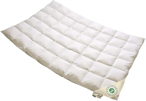 Vitaschlaf® Bio-Luxe-KBA Arktik Kälte-Daune W3 - LEICHT ÜBERGANGS-Daunendecke Deutsche Qualität mit KBA Einschütte 135 x 200 cm von Vitaschlaf