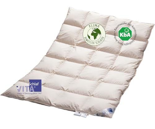 Vitaschlaf® Bio-Luxe-KBA Arktik Kälte-Daune W4- MEDIUM GANZJAHRESDECKE Daunendecke Deutsche Qualität mit KBA Einschütte (155 x 200 cm) von Vitaschlaf
