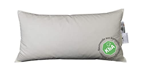 Vitaschlaf® Bio-Luxe-KBA Daune Kissen Organic GÄNSE Deutsche Qualitat 30% Daune - FLACH DÜNN - (40 x 80 cm) von Vitaschlaf