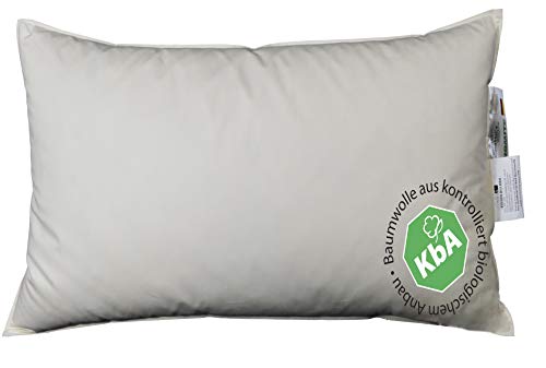 Vitaschlaf® Bio-Luxe-KBA Daune Kissen Organic GÄNSE Deutsche Qualitat alle Größen 30% Daune (50x70cm MITTELFEST) von Vitaschlaf