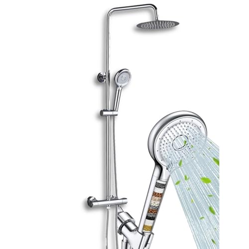 Vitasense Duschkopf mit Schlauch und Halterung - mit Filter, Drei Wasserstände, Wassersparend, Duschhalterung für Duschkopf, Regendusche, Neutralisiert unerwünschte Stoffe, Duschkopffilter Vitasense Duschkopf mit Schlauch und Halterung - mit Filter, Drei Wasserstände, Wassersparend, Duschhalterung für Duschkopf, Regendusche, Neutralisiert unerwünschte Stoffe, Duschkopffilter von Vitasense