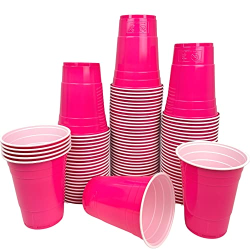 Vitavalley Rosa Party Plastikbecher - 100 robust & wiederverwendbare Partybecher - ideal für Festivals, JGAs oder Gartenpartys - Lebensmittelecht von Vitavalley