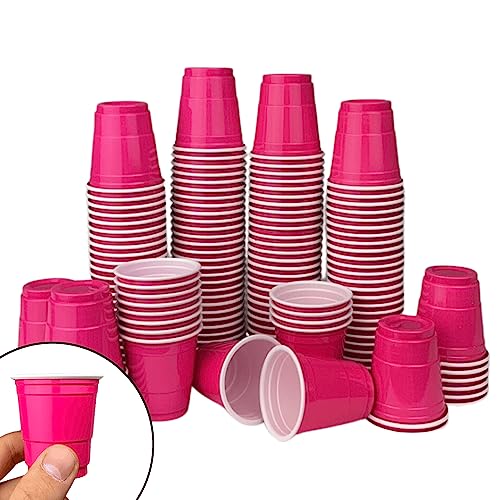 Vitavalley 150 Schnapsbecher in pink - 2oz (ca. 6cl/60ml) ideal für Deine Partys, JGA oder Festival - lebensmittelecht & robust - geeignet für Schnaps oder Dessert von Vitavalley