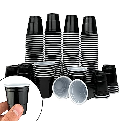 Vitavalley 150 Schnapsbecher in schwarz- 2oz (ca. 6cl/60ml) - black Shot Cups - ideal für Deine Party, JGA oder Festival - lebensmittelecht & robust - geeignet für Schnaps oder Dessert von Vitavalley