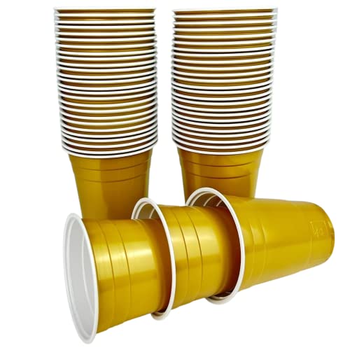 Vitavalley 50 goldene Party-Cups (473ml) - wiederverwendbare & robuste Plastikbecher - ideal für Deine Feier von Vitavalley