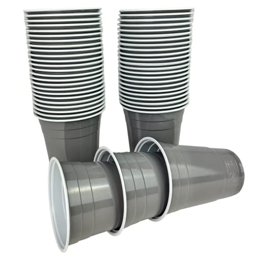 Vitavalley 50 graue Party-Cups (473ml) - wiederverwendbare & robuste Plastikbecher - ideal für Deine Feier von Vitavalley