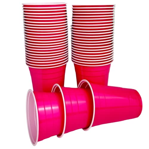 Vitavalley 50 rosa Party-Cups (473ml) - wiederverwendbare & robuste Plastikbecher - ideal für Deine Feier von Vitavalley