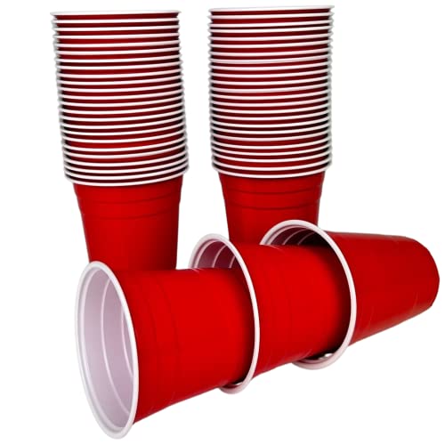 Vitavalley 50 rote Party-Cups (473ml) - wiederverwendbare & robuste Plastikbecher - ideal für Deine Feier von Vitavalley