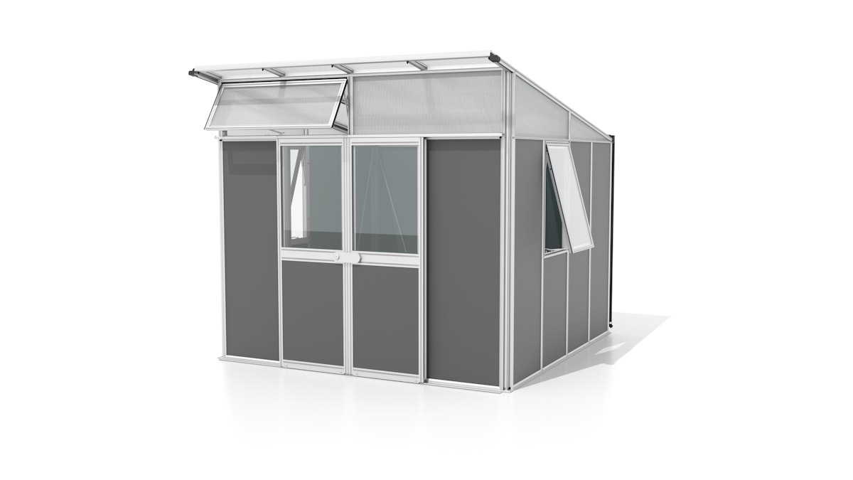 Vitavia Gerätehaus auf Gewächshausbasis Kosmos 7800/11500 B 2,67 x T 2,95 m (Modell 7800) Alu eloxiert / Anthrazit von Vitavia