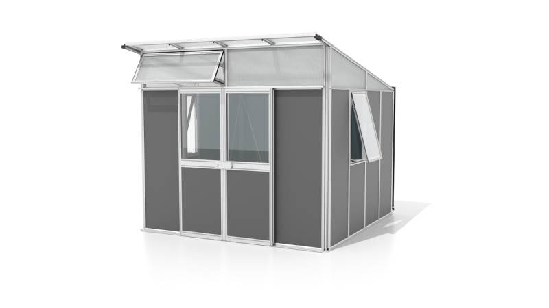 Vitavia Gerätehaus auf Gewächshausbasis Kosmos 7800/11500 B 2,67 x T 2,95 m (Modell 7800) Alu eloxiert / Anthrazit von Vitavia