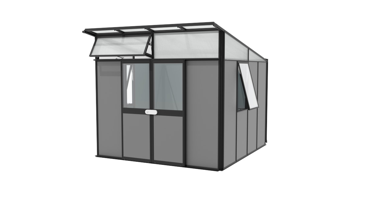 Vitavia Gerätehaus auf Gewächshausbasis Kosmos 7800/11500 B 2,67 x T 2,95 m (Modell 7800) Schwarz pulverbeschichtet / Anthrazit von Vitavia