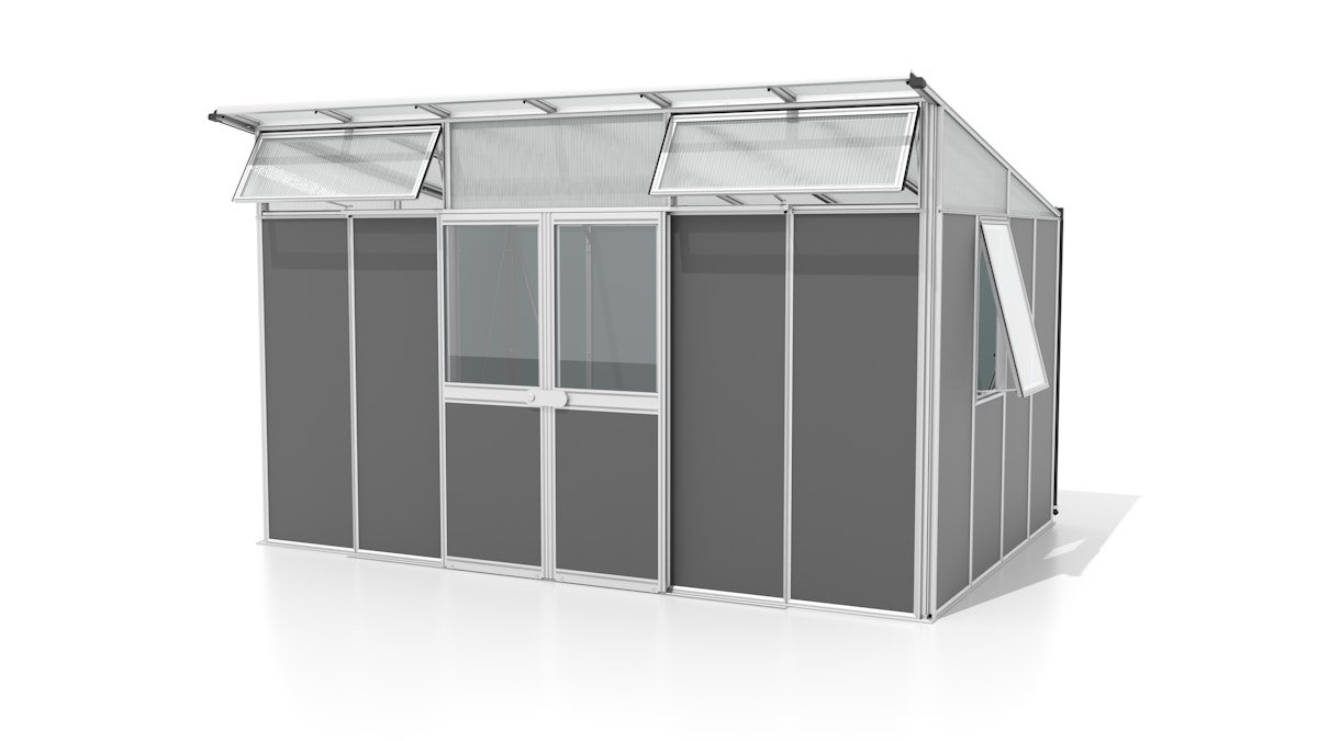 Vitavia Gerätehaus auf Gewächshausbasis Kosmos 7800/11500 B 3,93 x T 2,95 m (Modell 11500) Alu eloxiert / Anthrazit von Vitavia