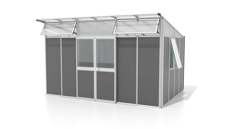 Vitavia Gerätehaus auf Gewächshausbasis Kosmos 7800/11500 B 3,93 x T 2,95 m (Modell 11500) Alu eloxiert / Anthrazit von Vitavia