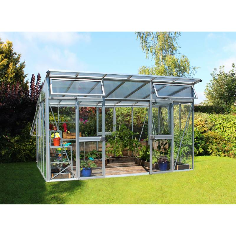 Vitavia Gewächshaus 'Aphrodite 11500' 395,7 x 275,4 cm mit 3 mm Sicherheitsglas/10 mm Hohlkammerplatten aluminiumfarben von Vitavia