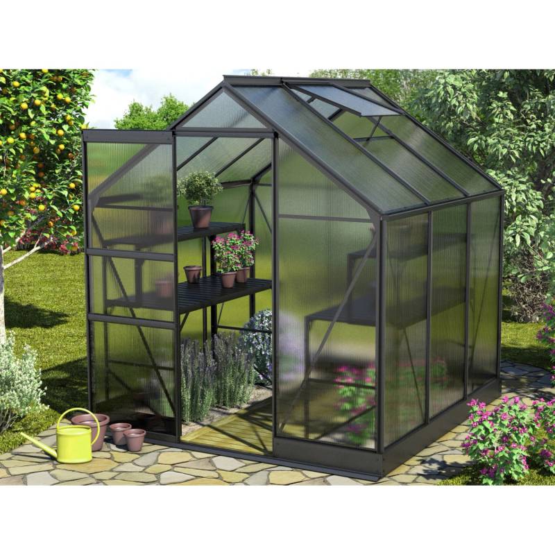 Vitavia Gewächshaus Apollo 3800 Schwarz 3,8 m² inkl. Fundament von Vitavia