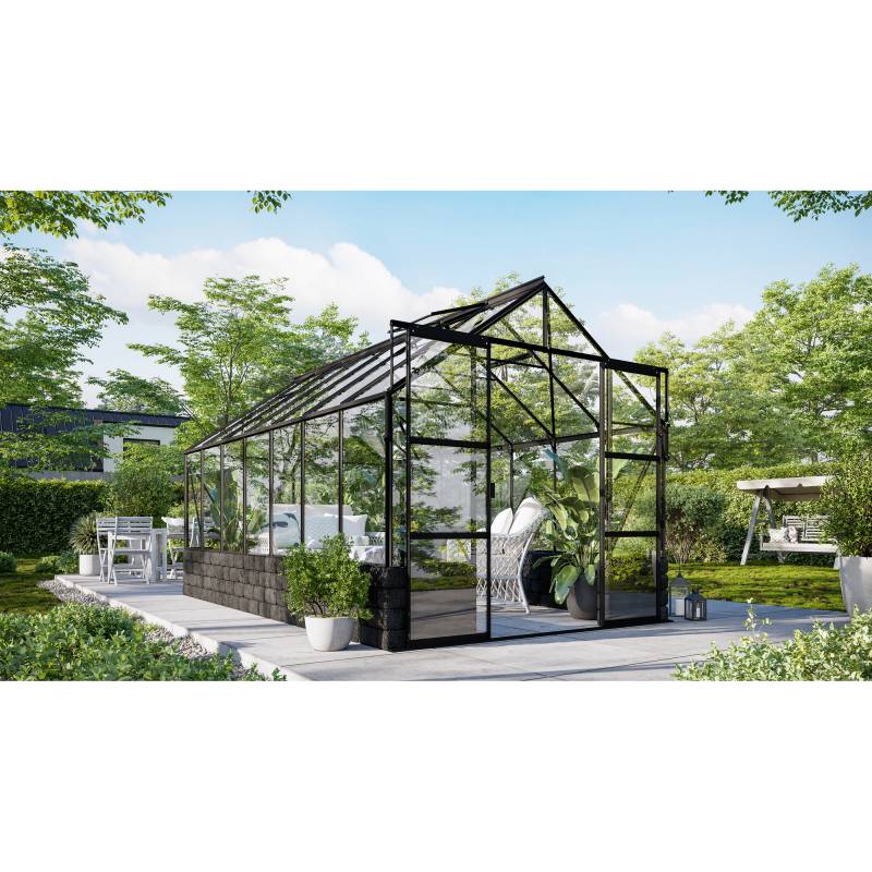 Vitavia Gewächshaus 'Cassandra 11500' 257 x 448 x 248,9 cm schwarz Sockel Basalt von Vitavia