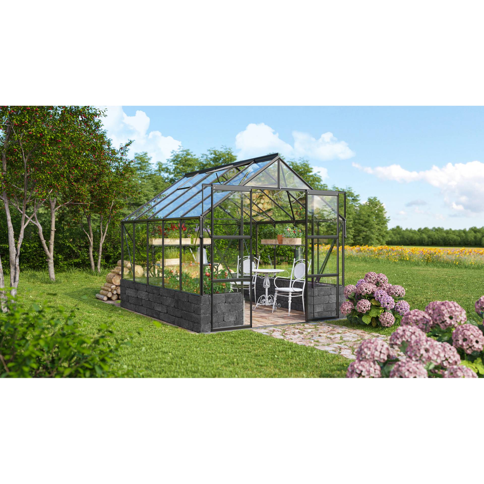 Vitavia Gewächshaus 'Cassandra 8300' 257 x 323,1 x 248,9 cm schwarz Sockel Basalt Vitavia Gewächshaus 'Cassandra 8300' 257 x 323,1 x 248,9 cm schwarz Sockel Basalt von Vitavia
