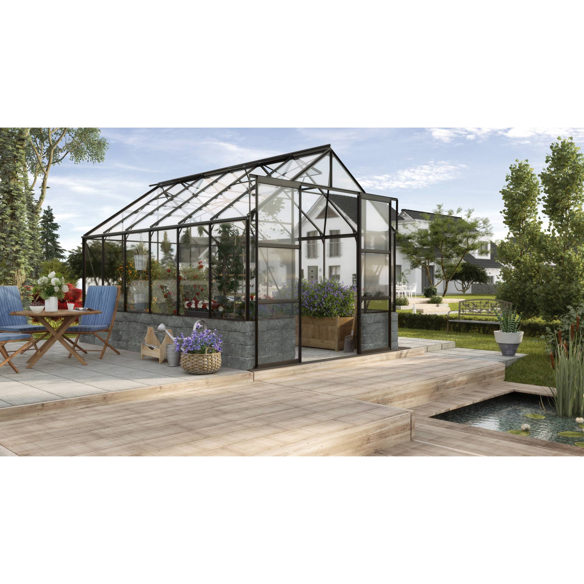 Vitavia Gewächshaus 'Cassandra 9900' 9,9 m² 256 x 388 cm 3 mm Sicherheitsglas schwarz von Vitavia