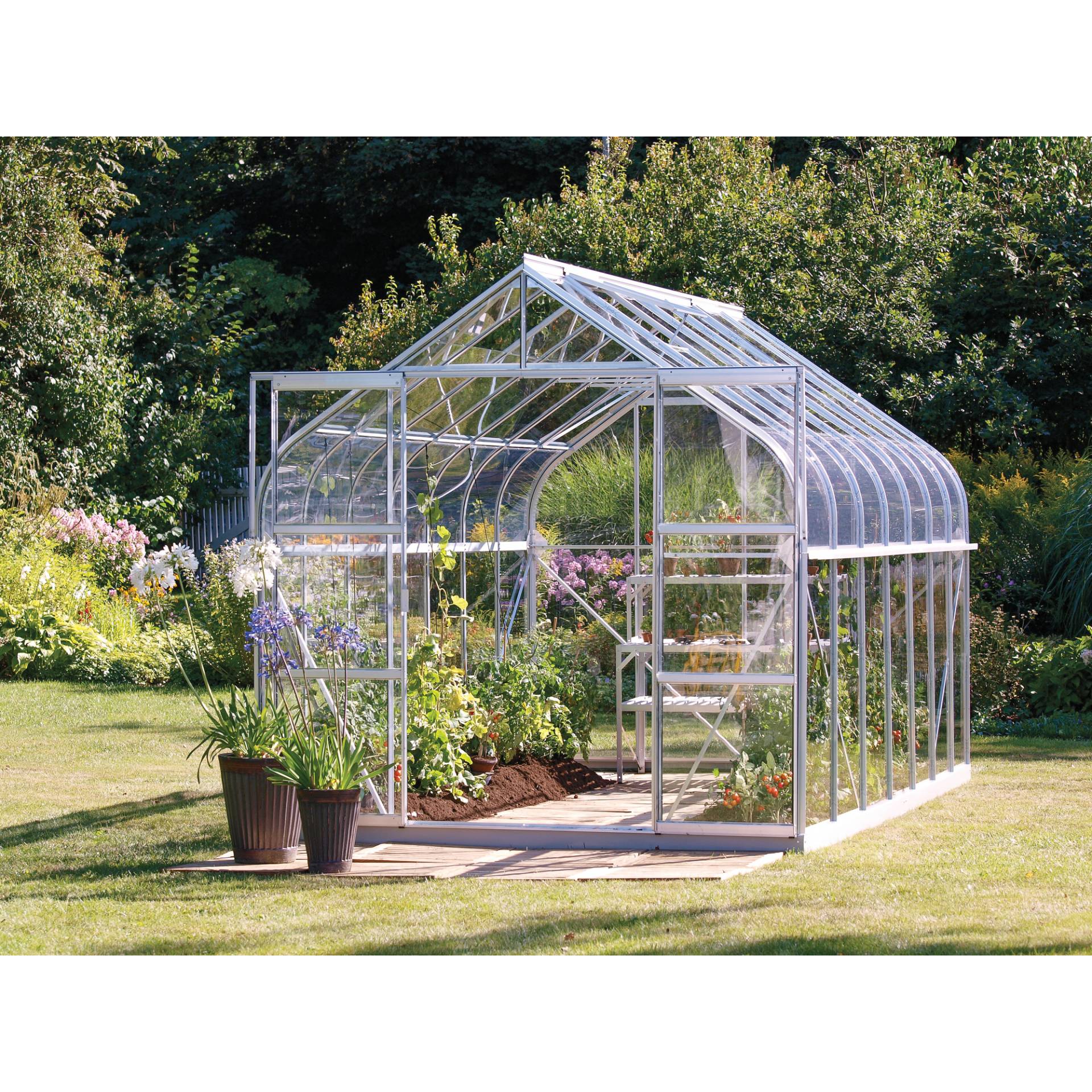 Vitavia Gewächshaus 'Diana 11500' 11,5 m² 254,4 x 441 cm 3 mm Sicherheitsglas aluminiumfarben von Vitavia