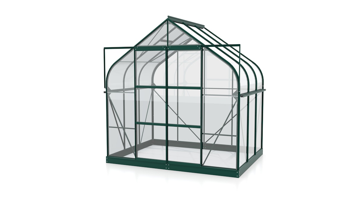 Vitavia Gewächshaus Dione/Diana 5000 inkl. 1 Dachfenster und Stahlfundamentrahmen- 5,0 m² 3 mm Einscheibensicherheitsglas dunkelgrün von Vitavia