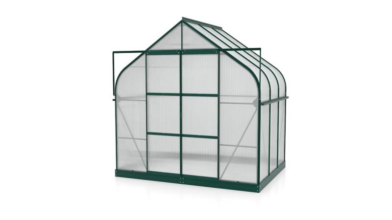 Vitavia Gewächshaus Dione/Diana 5000 inkl. 1 Dachfenster und Stahlfundamentrahmen - 5,0 m² 4 mm Hohlkammerplatten dunkelgrün von Vitavia
