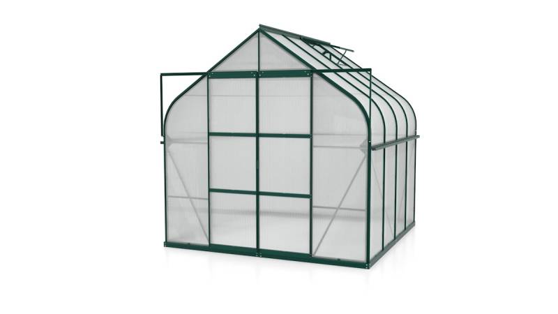 Vitavia Gewächshaus Dione/Diana 6700 inkl. 2 Dachfenster und Stahlfundamentrahmen - 6,7 m² 4 mm Hohlkammerplatten dunkelgrün von Vitavia