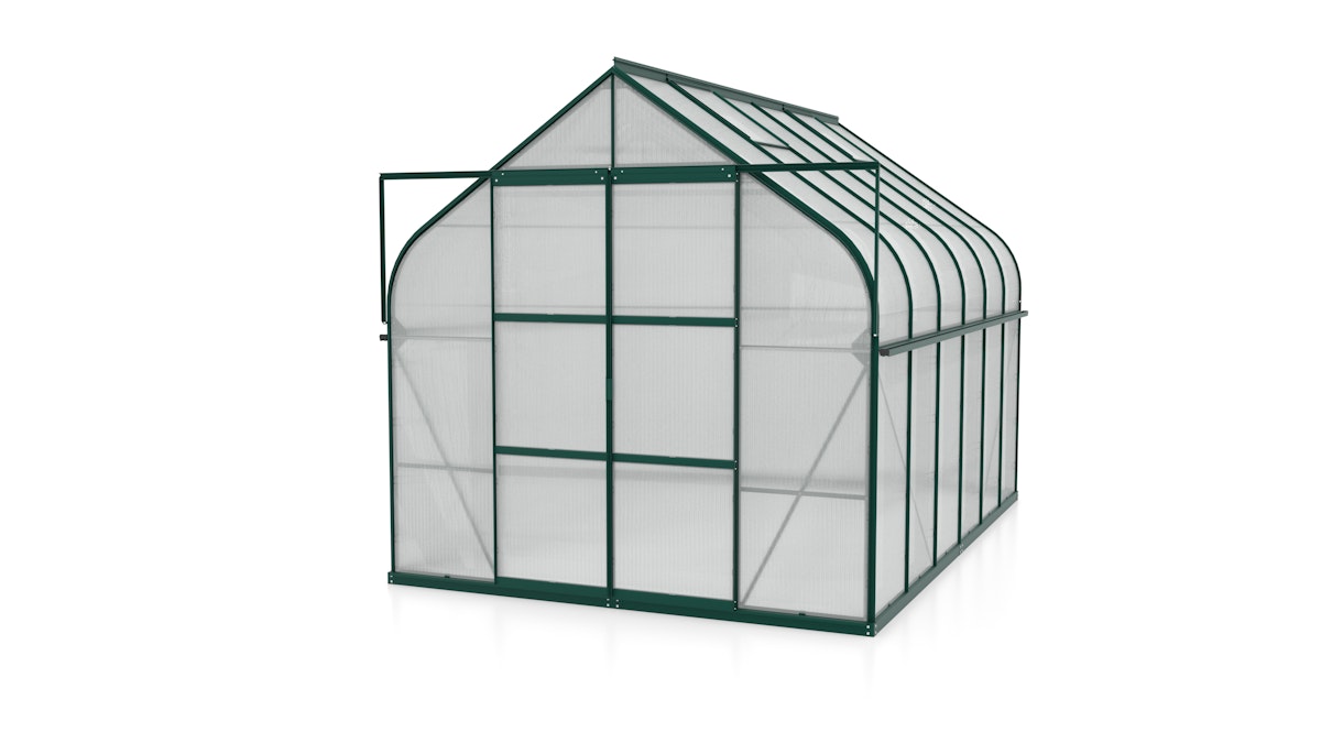Vitavia Gewächshaus Dione/Diana 8300 inkl. 2 Dachfenster und Stahlfundamentrahmen - 8,3 m² 4 mm Hohlkammerplatten dunkelgrün von Vitavia
