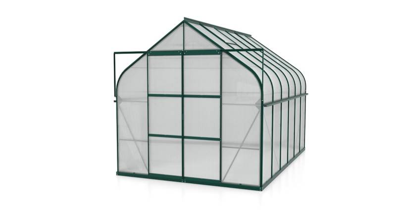 Vitavia Gewächshaus Dione/Diana 8300 inkl. 2 Dachfenster und Stahlfundamentrahmen - 8,3 m² 4 mm Hohlkammerplatten dunkelgrün von Vitavia