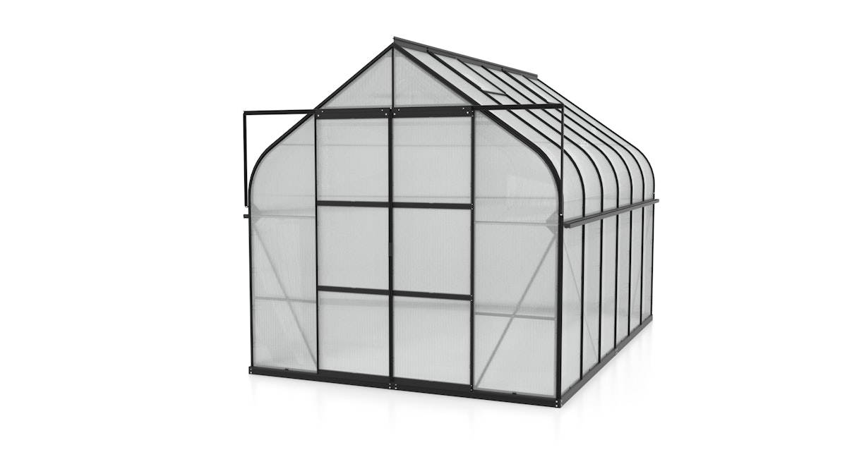 Vitavia Gewächshaus Dione/Diana 8300 inkl. 2 Dachfenster und Stahlfundamentrahmen - 8,3 m² 4 mm Hohlkammerplatten schwarz von Vitavia