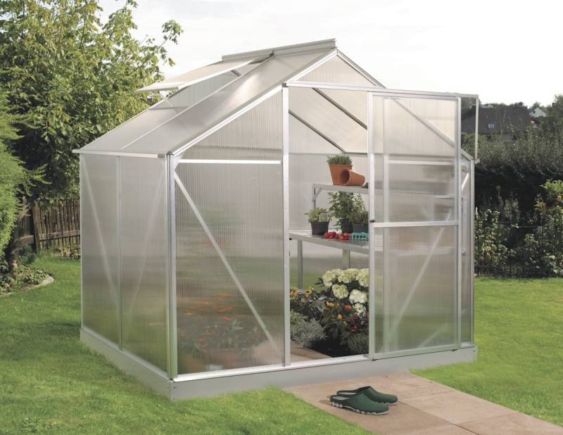 Vitavia Gewächshaus Eos 3100 inkl. 1 Dachfenster - 3,1 m² 4 mm Hohlkammerplatten Alu-blank eloxiert von Vitavia