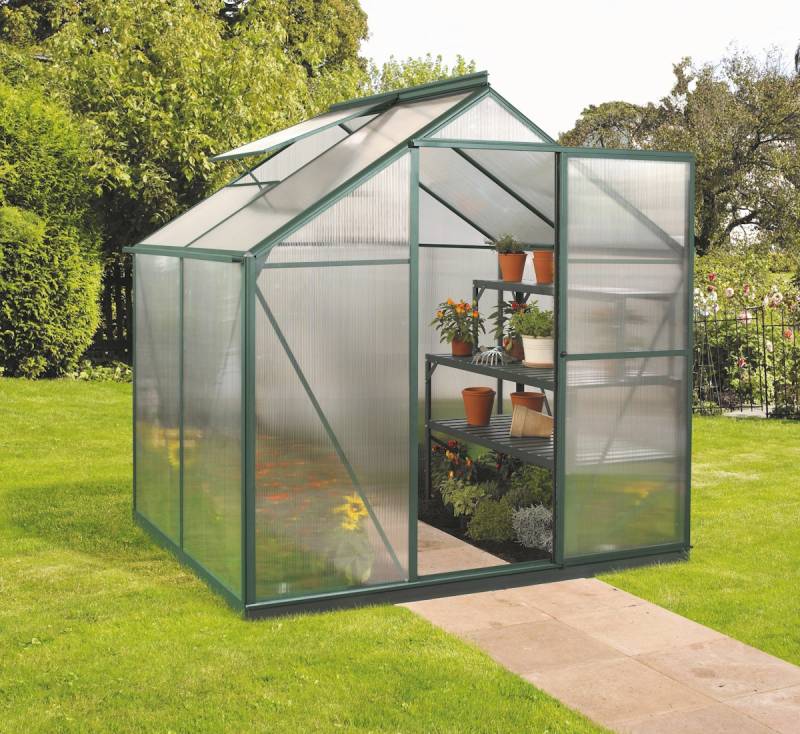 Vitavia Gewächshaus Eos 3100 inkl. 1 Dachfenster - 3,1 m² 4 mm Hohlkammerplatten dunkelgrün von Vitavia