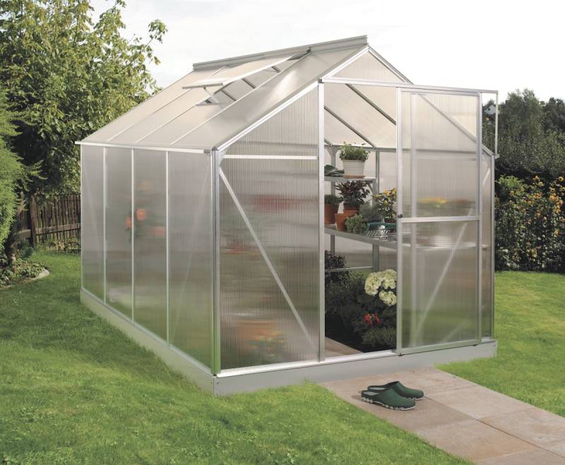 Vitavia Gewächshaus Eos 6000 inkl. 2 Dachfenster - 6 m² 4 mm Hohlkammerplatten Alu-blank eloxiert von Vitavia