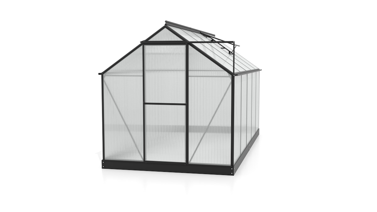 Vitavia Gewächshaus Eos 7500 inkl. 2 Dachfenster - 7,5 m² 4 mm Hohlkammerplatten schwarz von Vitavia
