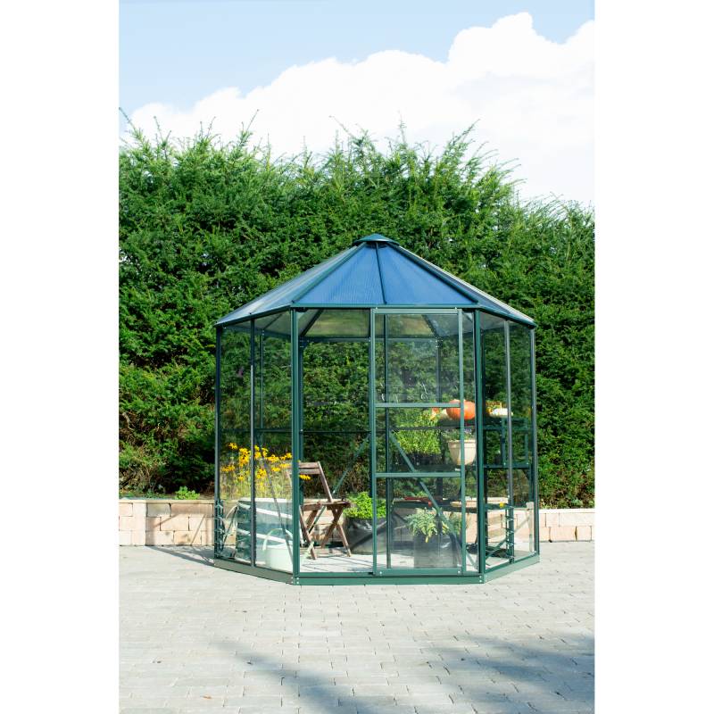 Vitavia Gewächshaus 'Hera 4500' 221 x 253 cm mit 3 mm Sicherheitsglas/6 mm Hohlkammerplatten smaragdfarben von Vitavia