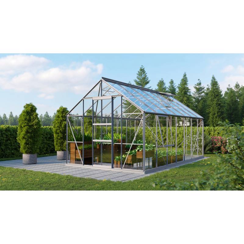 Vitavia Gewächshaus 'Meridian 1 11500' 254,4 x 441 cm mit 3 mm Sicherheitsglas aluminiumfarben von Vitavia